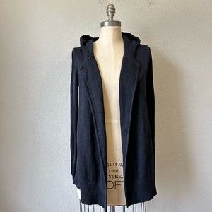LULULEMON Peace Of Mind Wrap Cardigan Sweater Knit Hooded Heathered Black